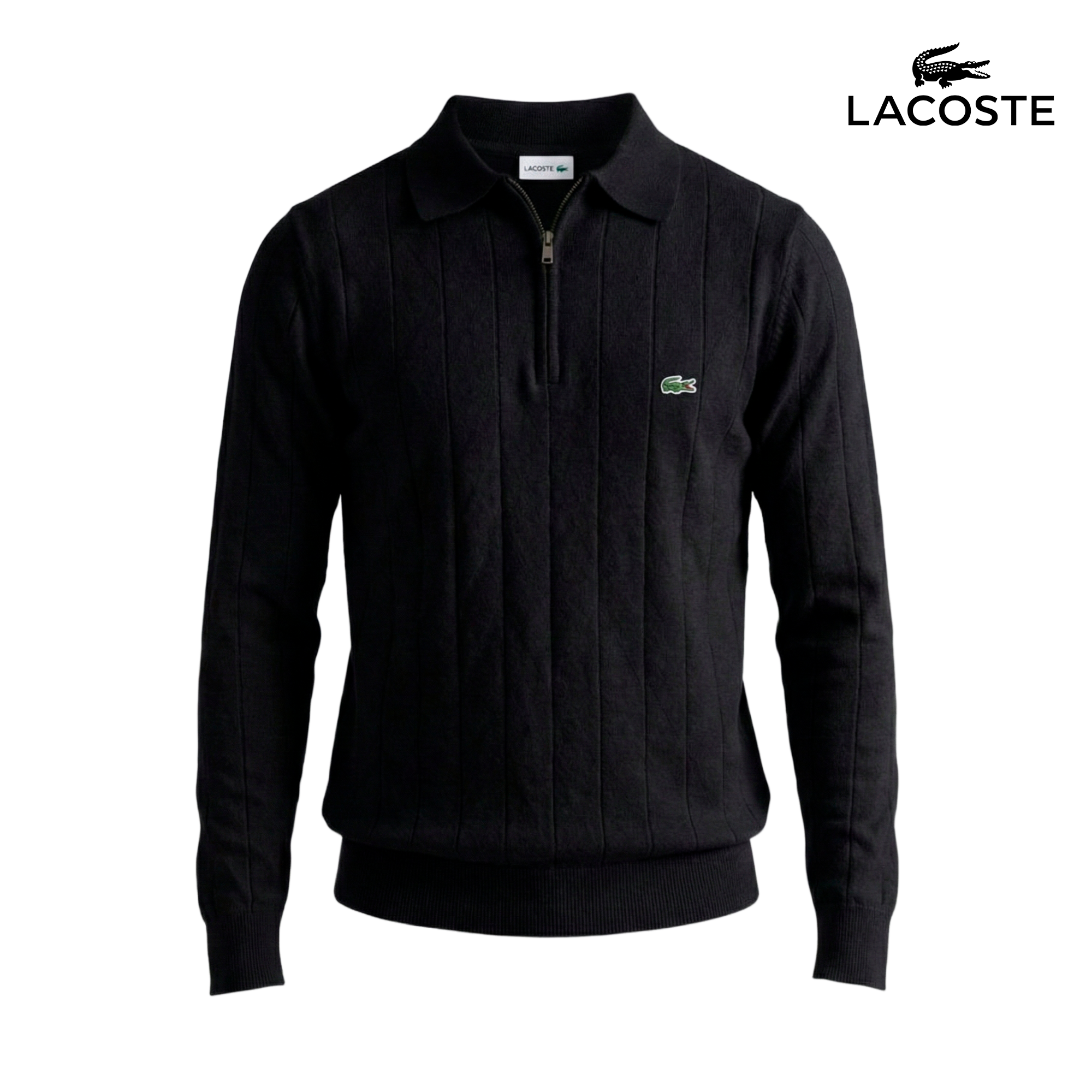 Maglione classico con zip a coste 